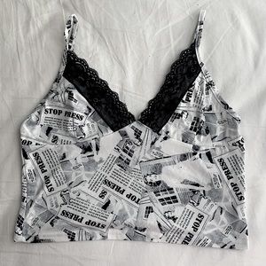 NEWS PAPER PRINT SLIP TANK TOP!